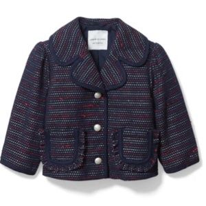 NWT Janie and Jack Bouclé Ruffle Pocket Girls Jacket Blazer in size 6-12 Months